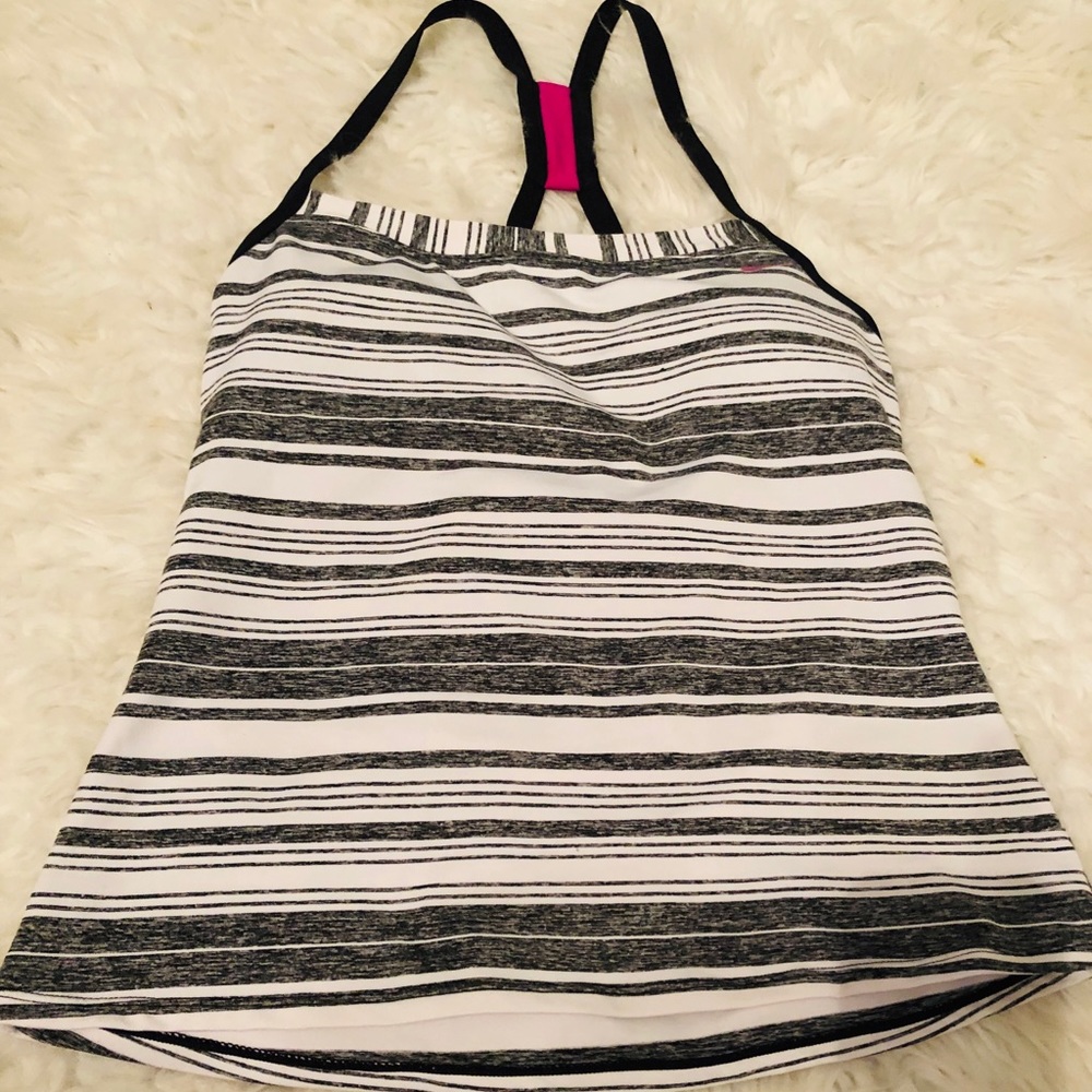 Nike striped racerback swim tankini